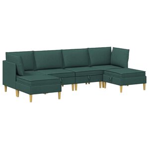 vidaXL Modular Sofa Set mit Stauraum 6 stk. Dunkelgr&uuml;n Stoff
