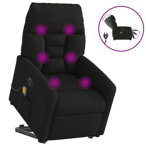 vidaXL Massagesessel Aufstehhilfe Elektrisch Schwarz Mikrofasergewebe