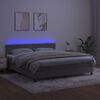 vidaXL Boxspringbett mit Matratze & LED Hellgrau 160x200 cm Samt