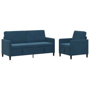 vidaXL Sofa Set mit Stauraum 2 stk. Blau Polyester