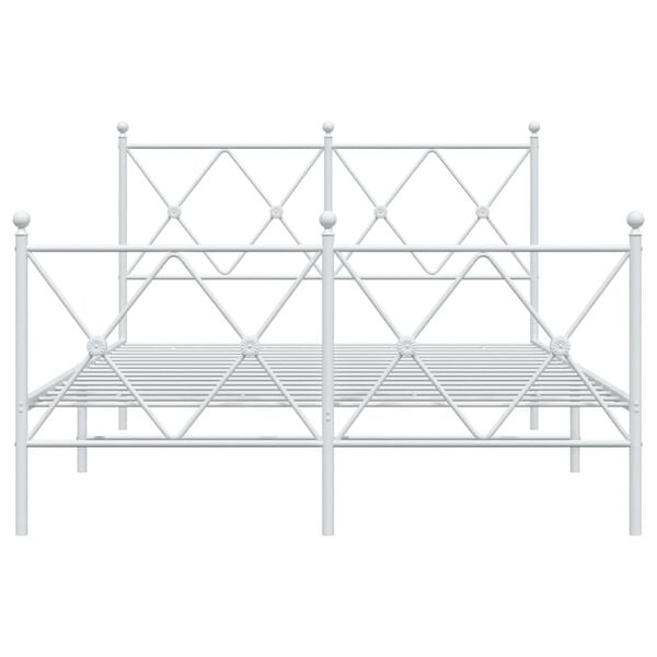 vidaXL Bettgestell mit Kopf- und Fu&szlig;teil Metall Wei&szlig; 120x200 cm