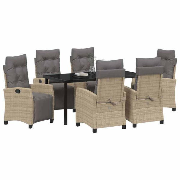 vidaXL Garten Essgruppe 7 pcs Beige Poly-Rattan