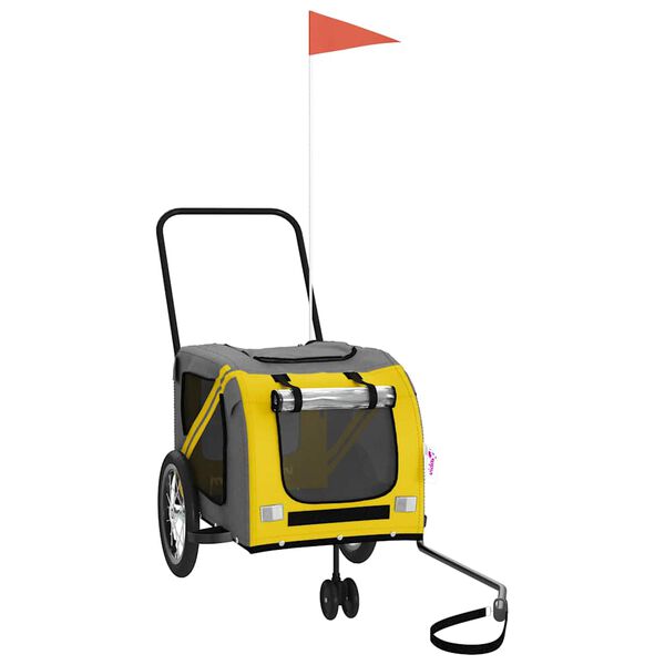 vidaXL Fahrradanh&auml;nger Hunde Gelb und Grau Oxford-Gewebe und Eisen