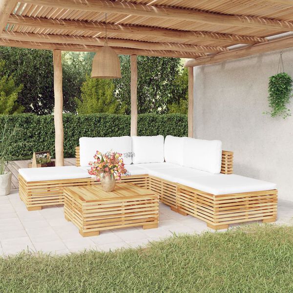 vidaXL 12-tlg. Garten-Lounge-Set mit Kissen Massivholz Teak