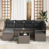vidaXL Sofa Set mit Kissen mit Speicher 7 pcs Hellgrau Poly-Rattan