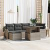 vidaXL Garten-Sofa-Set mit Kissen mit Speicher 7 pcs Grau Poly Rattan