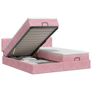 vidaXL Ottoman Bett mit Matratze mit Kopfteil 2 pcs Rosa Samt