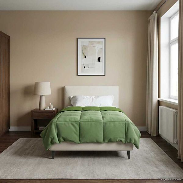 vidaXL Ganzjahresbettdecke Gepolstert Gr&uuml;n 135 x 200 cm Mikrofaser