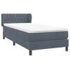 vidaXL Boxspringbett mit Matratze Dunkelgrau 90x210 cm Samt