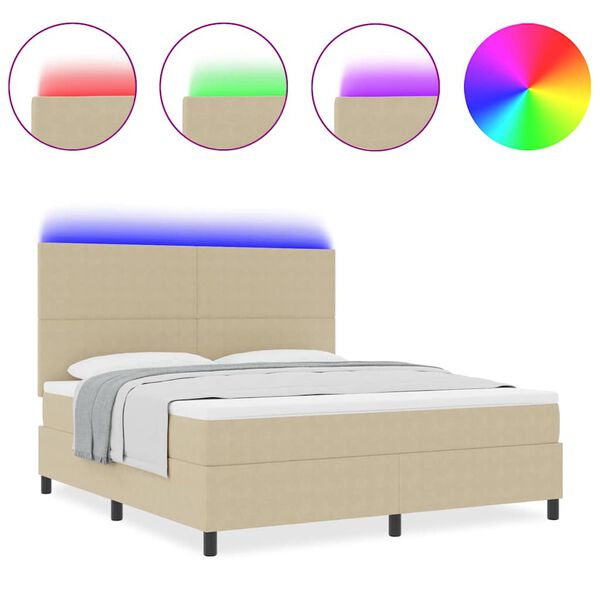 vidaXL Boxspringbett Hellgrau und Wei&szlig; 203 x 180 x 128 cm Cordstoff