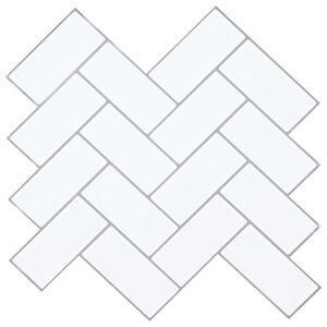 vidaXL Fischgr&auml;tenfliese 20 pcs Wei&szlig; Grau 30 x 30 cm