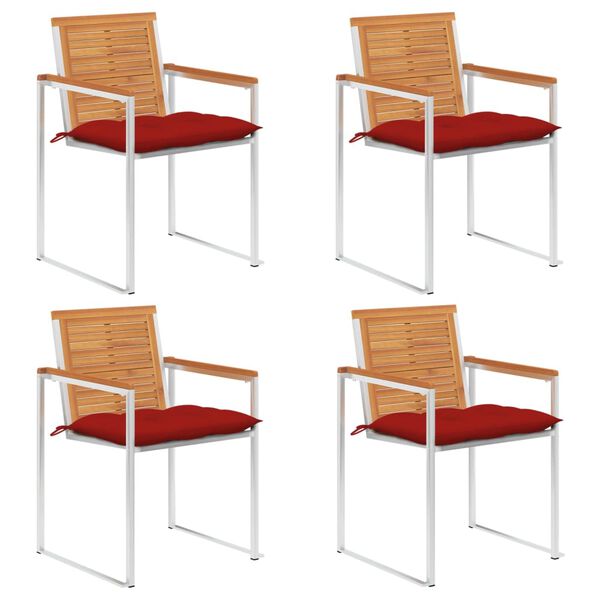 vidaXL Gartenst&uuml;hle 4 Stk. mit Kissen Massivholz Akazie