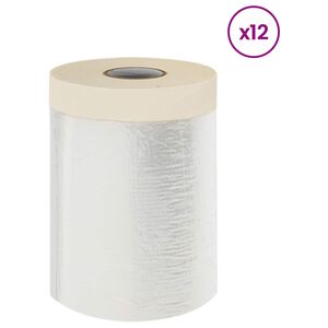 vidaXL Staubschutzfolie mit Klebeband 12 pcs Transparent 55 x 3300 cm