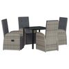 vidaXL Garten Essgruppe mit Kissen 5 pcs Grau Poly-Rattan
