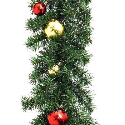 vidaXL Weihnachtsgirlande Geschmückt mit Kugeln und LED-Lichtern 10 m