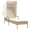 vidaXL Sonnenliegen 2 Stk. mit Dach und Tisch Beige Poly Rattan
