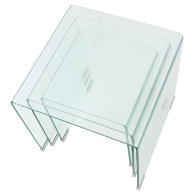 vidaXL Dreiteiliges Satztisch-Set aus gehärtetem Glas Transparent