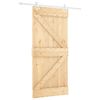 vidaXL Schiebet&uuml;r Nat&uuml;rlich und Wei&szlig; 100 x 210 cm Massives Kiefernholz