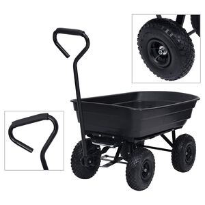 vidaXL Garten-Kippwagen 300 kg 75 L Schwarz
