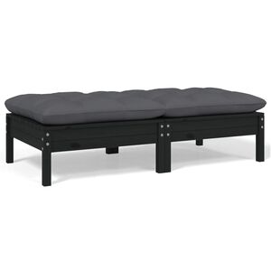 vidaXL Gartensofa 2-Sitzer mit Kissen in Schwarz Massivholz Kiefer
