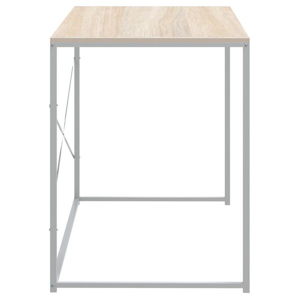 vidaXL Computertisch Weiß und Eiche-Optik 110x60x70 cm Holzwerkstoff