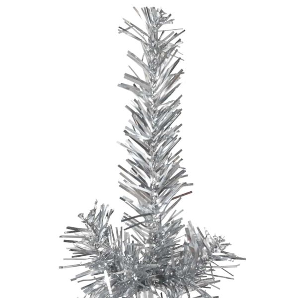 vidaXL Künstlicher Halb-Weihnachtsbaum Ständer Schlank Silbern 210 cm