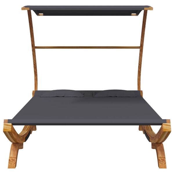 vidaXL Sonnenliege mit Dach 165x203x138 cm Bugholz Massiv Anthrazit