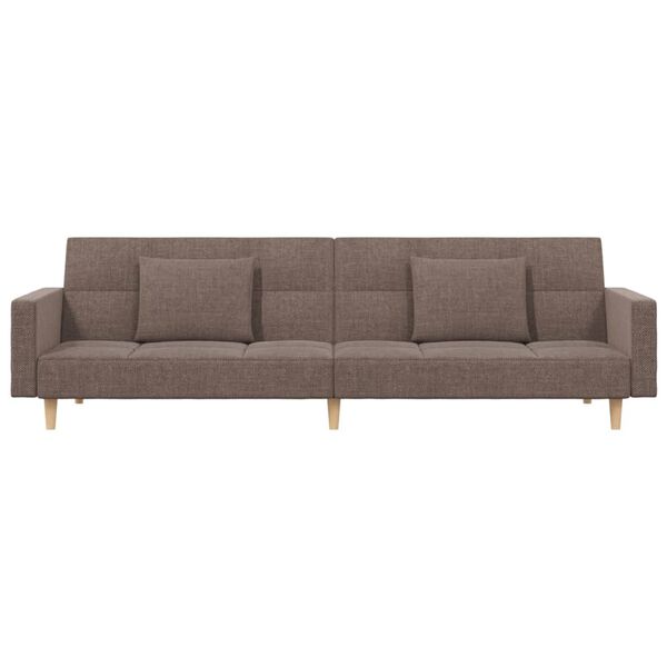 vidaXL Schlafsofa 2-Sitzer mit 2 Kissen Taupe Stoff