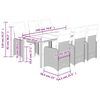 vidaXL 7-tlg. Garten-Bistro-Set mit Kissen Grau Poly Rattan