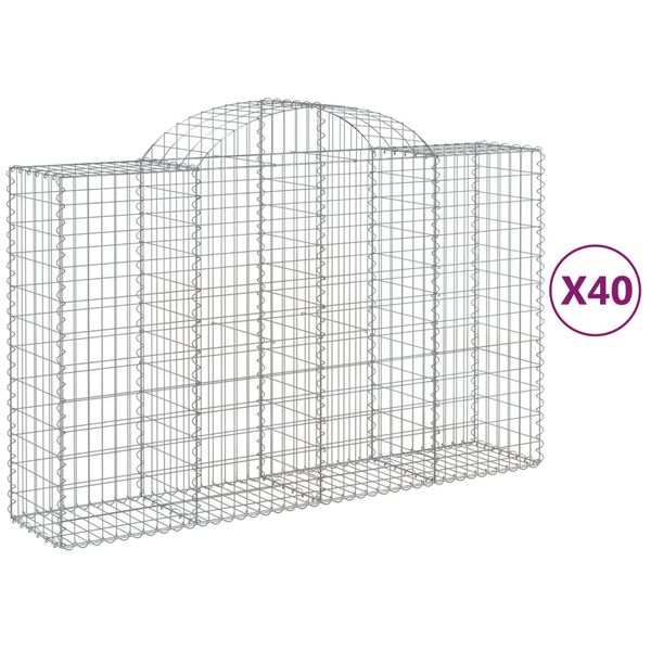 vidaXL Gabionen mit Hochbogen 40Stk. 200x50x120/140cm Verzinktes Eisen