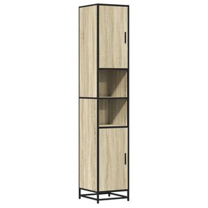 vidaXL Badschrank Eichen-Optik 35x37,5x188,5 cm Holzwerkstoff Metall