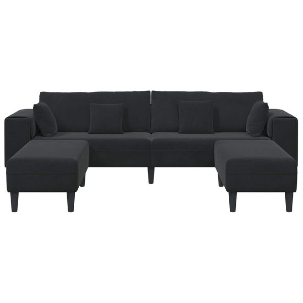 vidaXL Sofa 3 pcs Schwarz 250 x 188 x 76 cm Samt