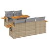 vidaXL 6-tlg. Garten-Sofagarnitur mit Kissen Beige Poly Rattan Akazie