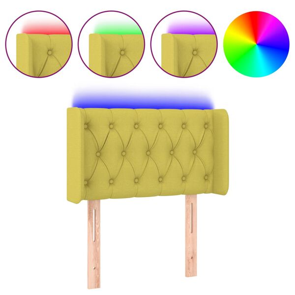 vidaXL LED Kopfteil Gr&uuml;n 83x16x78/88 cm Stoff