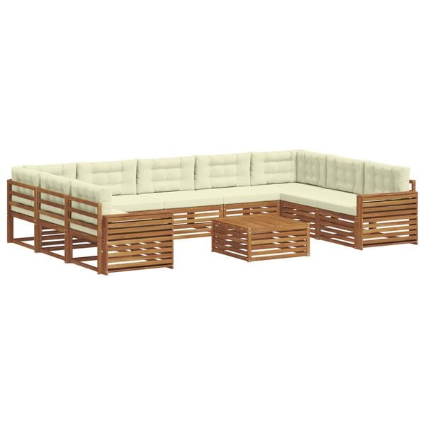 vidaXL Sofagarnituren 10 pcs Natur und Creme Massivholz Akazie