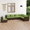 vidaXL 7-tlg. Garten-Lounge-Set mit Kissen Poly Rattan Braun