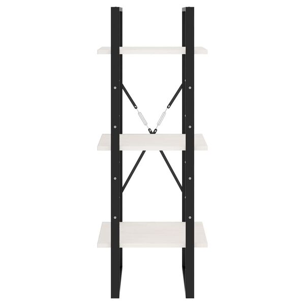 vidaXL Bücherregal 3 Böden Weiß 40x30x105 cm Massivholz Kiefer