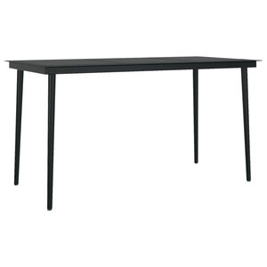 vidaXL Garten-Esstisch Schwarz 140x70x74 cm Stahl und Glas