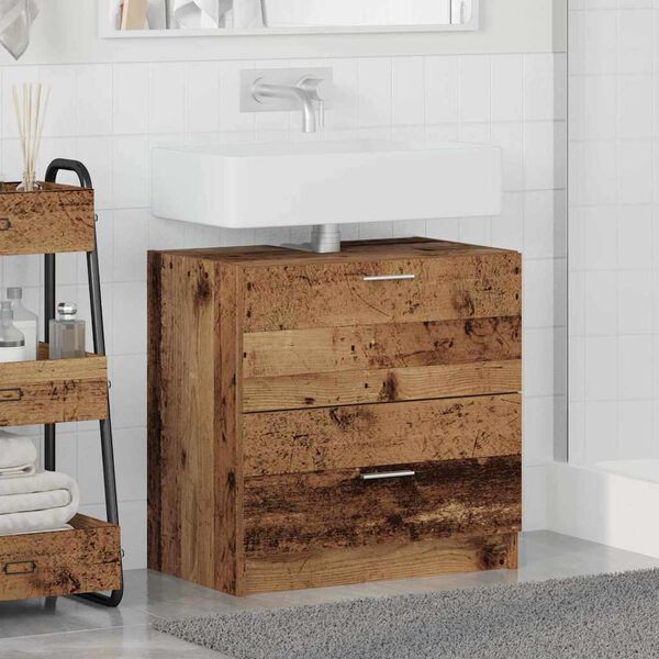 vidaXL Badezimmerschrank mit T&uuml;r Altholz 59 x 37 x 59 cm Holzwerkstoff