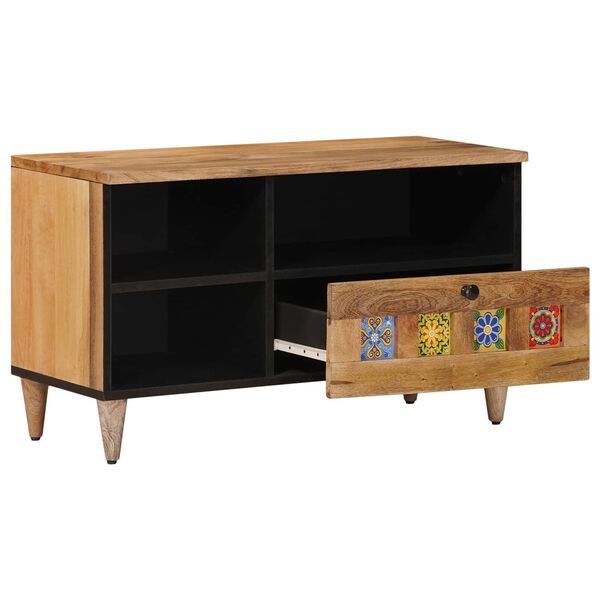 vidaXL TV-Schr&auml;nk mit Regal Natur 80 x 33,5 x 46 cm Massivholz Mango