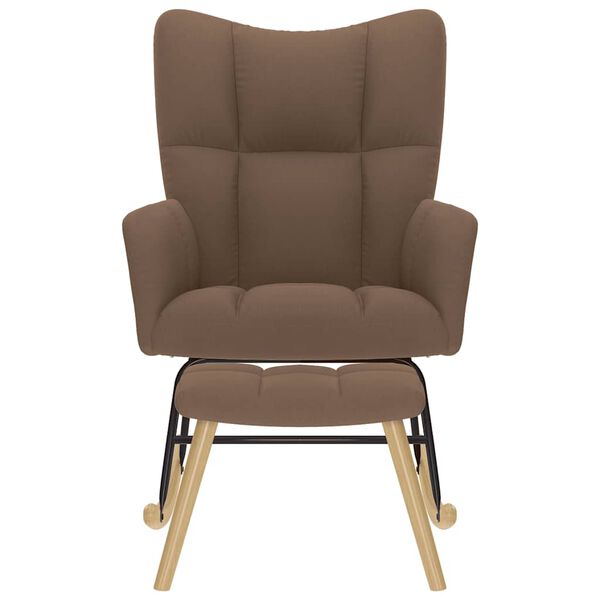 vidaXL Schaukelstuhl mit Fu&szlig;hocker Braun Stoff