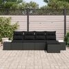 vidaXL Garten-Sofa-Set mit Kissen 5 pcs Schwarz Poly-Rattan