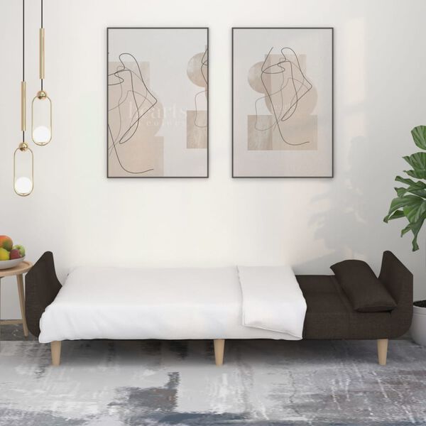 vidaXL Schlafsofa 2-Sitzer mit 2 Kissen Dunkelbraun Stoff