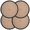 vidaXL Jute Platzsets 4 pcs Nat&uuml;rlich und Schwarz &Oslash; 30 cm