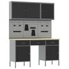 vidaXL Werkbank mit Speicher 10 pcs Schwarz Ingenieure Holz und Stahl
