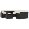 vidaXL 9-tlg. Garten-Sofagarnitur mit Kissen Schwarz Poly Rattan