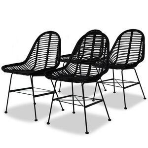 vidaXL Esszimmerst&uuml;hle 4 Stk. Natur Rattan Schwarz