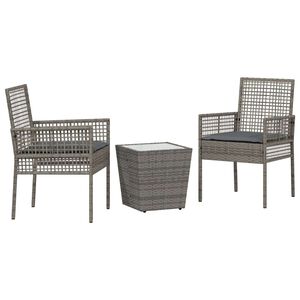 vidaXL Garten Bistro Set 3 pcs Grau Poly-Rattan