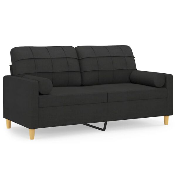 vidaXL 2-Sitzer-Sofa mit Zierkissen Schwarz 140 cm Stoff