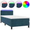 vidaXL Boxspringbett mit Matratze & LED Dunkelblau 80x200 cm Samt